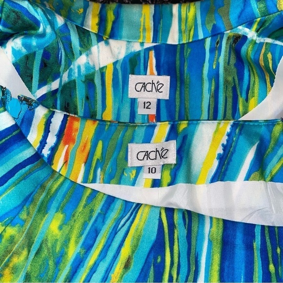 Cache Women Cotton Blend Multicolor Waterfall Print Suit Size 10/12 - Picture 6 of 8